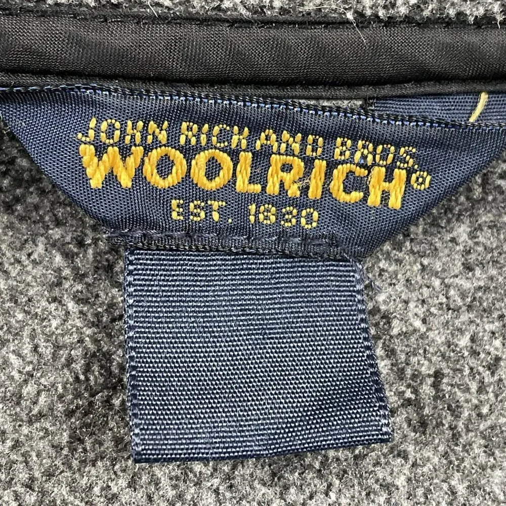 Woolrich Fleece Jacket Mens Small Grey Full Zip Winter‎ w/ Pockets
